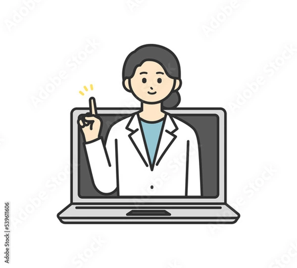 Fototapeta オンライン診療のイメージイラスト素材