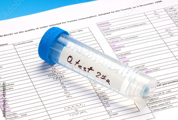 Obraz Drinking water in the test tube for chemical and microbiological