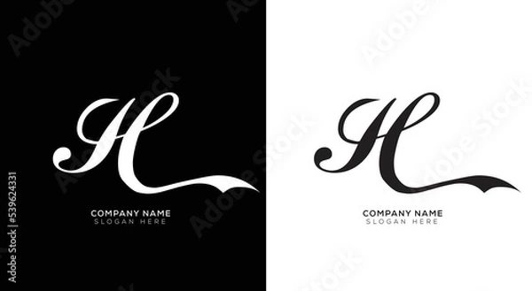 Obraz Minimal letter h logo with black and white