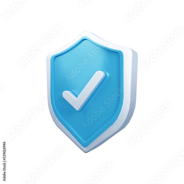 Obraz Verified shield 3d rendering illustration