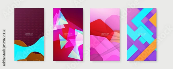 Fototapeta Colourful abstract background. Vector set of abstract creative backgrounds in minimal trendy style with copy space for text - design templates for social media stories