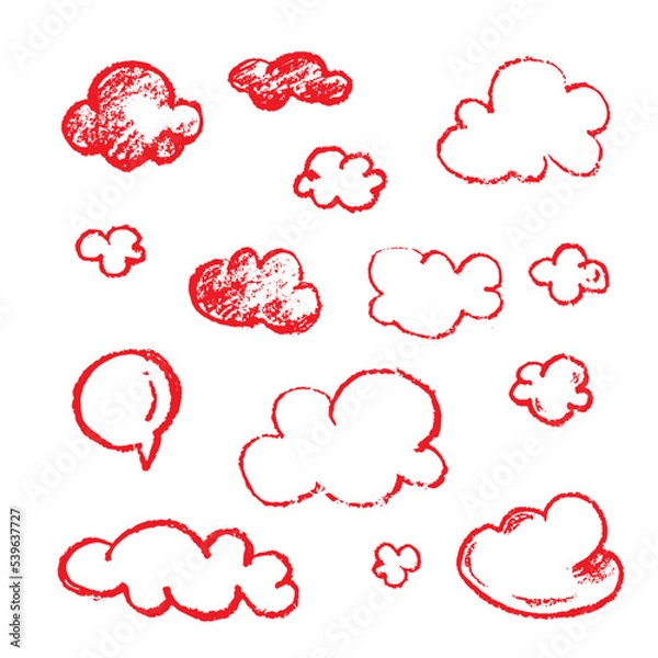 Fototapeta 빨간 색연필 손그림 편집 소스 - 1. 구름