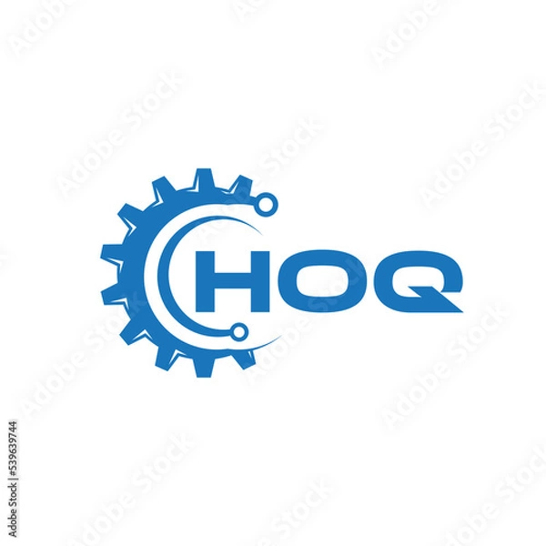 Fototapeta HOQ letter technology logo design on white background. HOQ creative initials letter IT logo concept. HOQ setting shape design.

