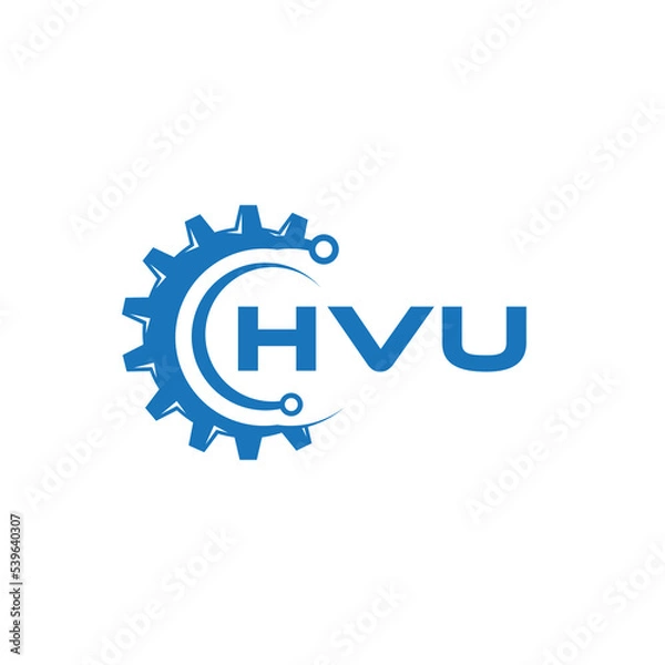Fototapeta HVU letter technology logo design on white background. HVU creative initials letter IT logo concept. HVU setting shape design.
