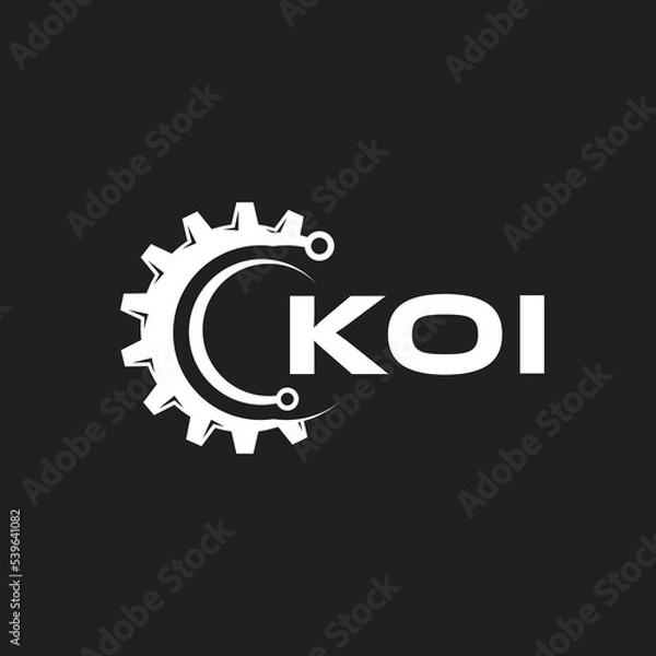 Fototapeta KOI letter technology logo design on black background. KOI creative initials letter IT logo concept. KOI setting shape design.
