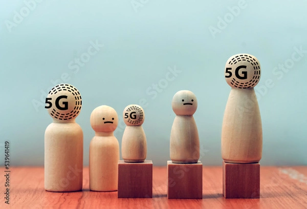 Fototapeta Technology concept of the transformation from 4G to 5G, the development of the new world.