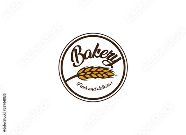 Fototapeta Fresh bread and bakery logo design concept. Croissant bakery logo