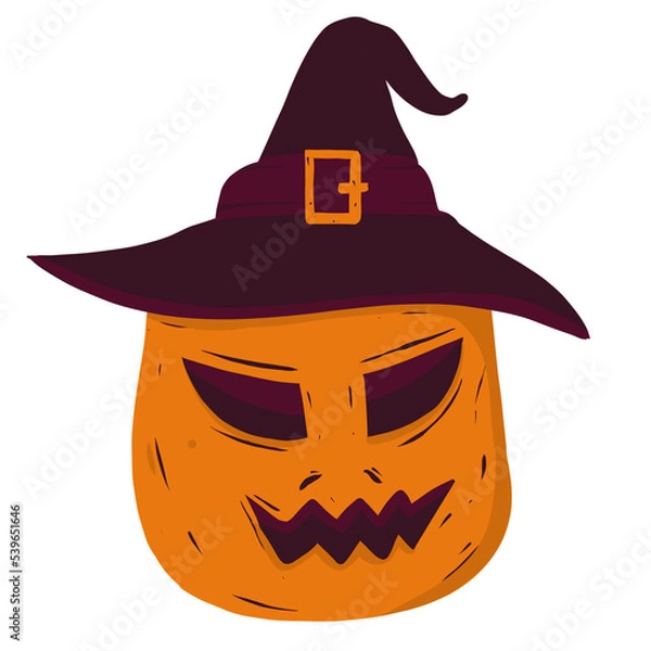 Fototapeta halloween pumpkin with hat