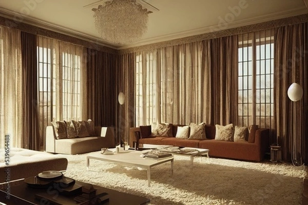 Fototapeta Interior of luxury and beautiful living room