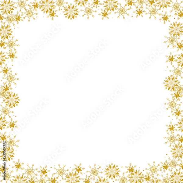Fototapeta 雪の結晶　フレーム　ゴールド