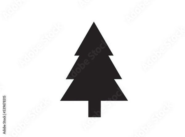Fototapeta Flat black vector icon - fir-tree (pine). Park. Forest. Happy New Year