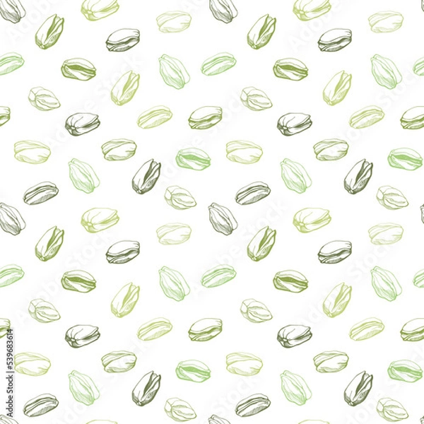Fototapeta Vector seamless pattern with pistachios. Vegan food illustration.