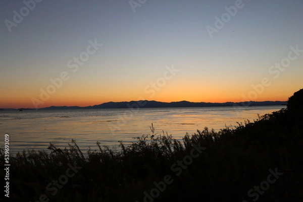 Obraz 琵琶湖の夕焼け