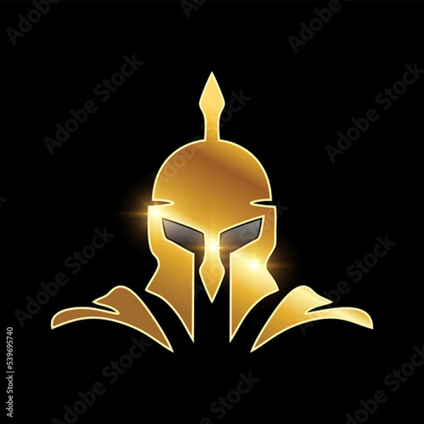 Obraz Golden Medieval Armor Helmet Vector Icon