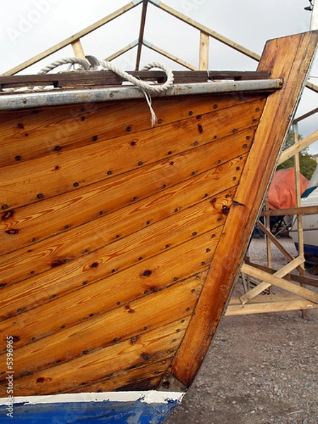 Obraz Front of big wooden rowing boat, close-up