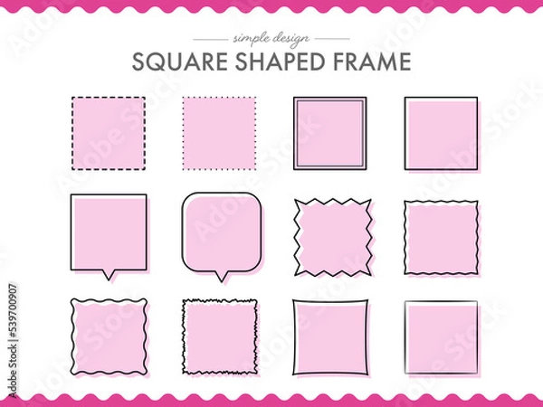 Fototapeta ポップなスクエア型の蛍光ピンクフレームセット