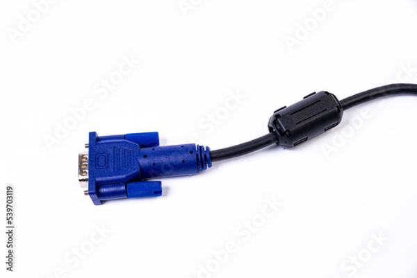Obraz Close up of a ferrite bead inductor on cable on isolated white