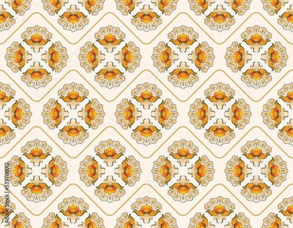 Fototapeta Fabric Pattern Design. Oriental and Vintage Fabric Pattern Design.