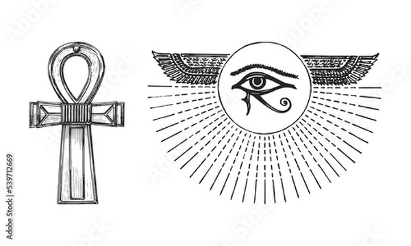 Fototapeta The Eye of Horus and the Ankh,vector illustrations