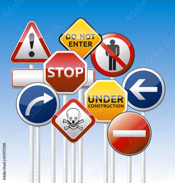 Obraz Danger road board mix collection