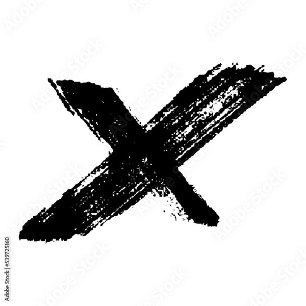 Fototapeta Hand drawn cross mark illustration. Marker wrong sign clipart. Ink scribble checkbox. Single element