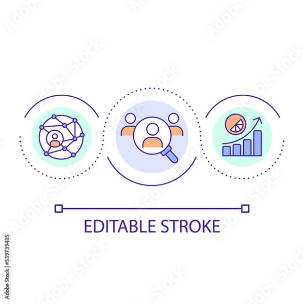 Fototapeta Expand networking capabilities loop concept icon. Social connectedness. Building contacts benefit abstract idea thin line illustration. Isolated outline drawing. Editable stroke. Arial font used