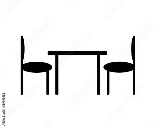 Fototapeta Street cafe - table and chairs. Flat vector icon.