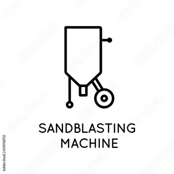 Obraz Sandblasting Machine Vector Icon. Capacity for abrasive. Rust removal, metal, wood, glass processing.