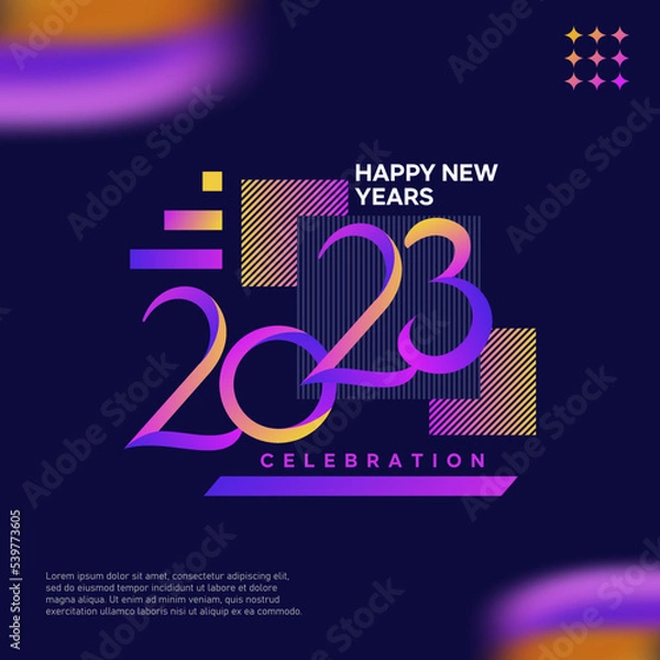 Fototapeta modern colorful happy new year 2023 logotype