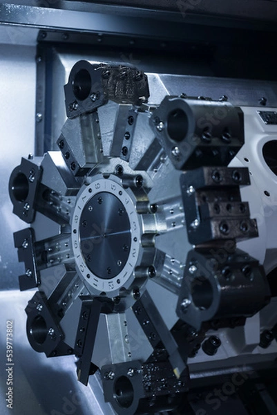 Obraz Machine for the production of springs. International Exhibition of Metalworking.