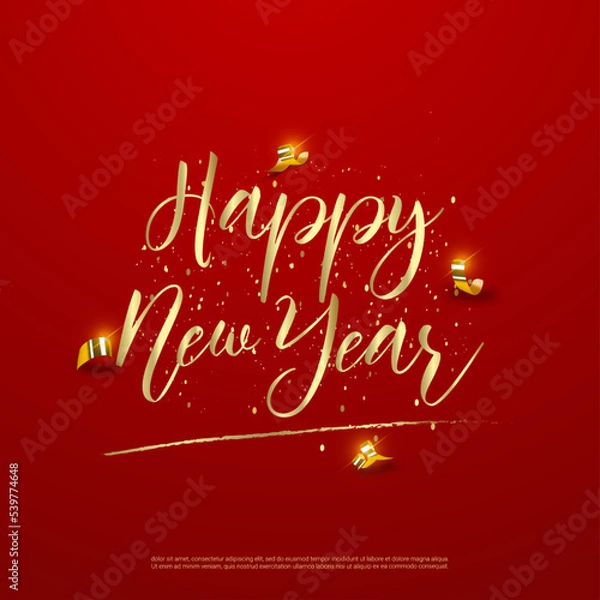 Obraz Happy new year letters banner, vector art and illustration. can use for, landing page, template, banner, background