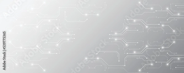 Obraz Gray and white technology background image Line design for communication connections in digital systems Hi-tech technology pattern
