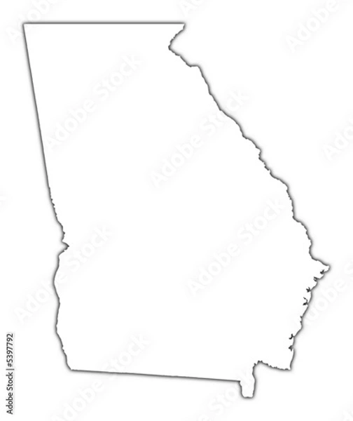 Fototapeta Georgia (USA) outline map with shadow.