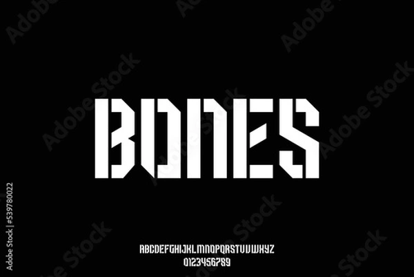 Obraz Unique and bold geometric stencil type font vector