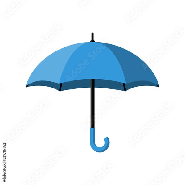 Fototapeta Umbrella flat icon. Blue umbrella. Rain protection. For web design, mobile applications, and printing. Vector illustration flat style. Symbol of protection and safety.