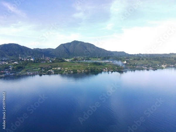 Fototapeta Aerial view of Lake Toba Balige North Sumatra Indonesia, 13 October 2022