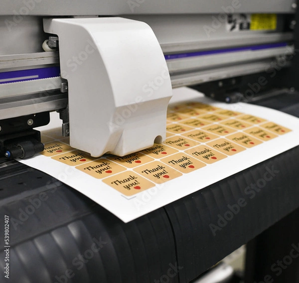 Obraz plotter cutting stickers typography polygraphy machine black labels contour cutting
