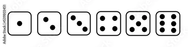 Obraz Set of monochrome dices. Vector isolated dice icons