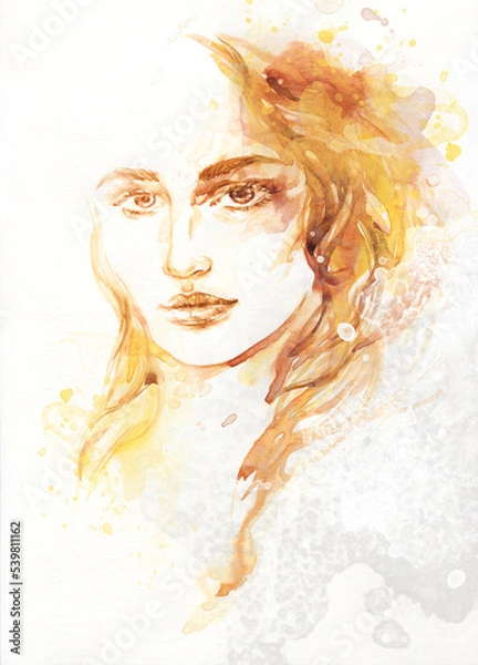 Fototapeta beautiful woman. beauty fashion illustration. watercolor painting