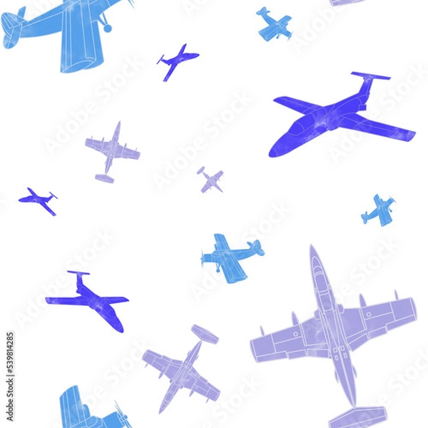 Obraz pattern with airplane. Seamless children's pattern with drawn airplanes in purple shades. Minimalistic pattern with colorful planes.