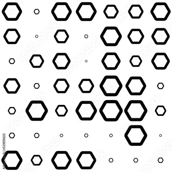 Fototapeta Hexagons, halftone random pattern background. Vector illustration.