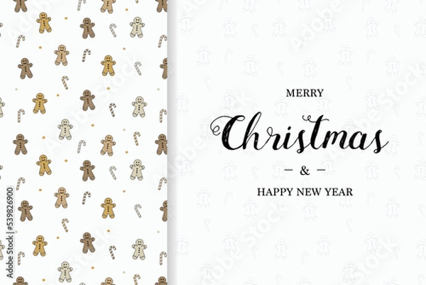 Fototapeta Christmas card with wishes. Xmas concept with gingerbread cookies. Vector