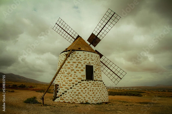 Fototapeta old windmill on the hill