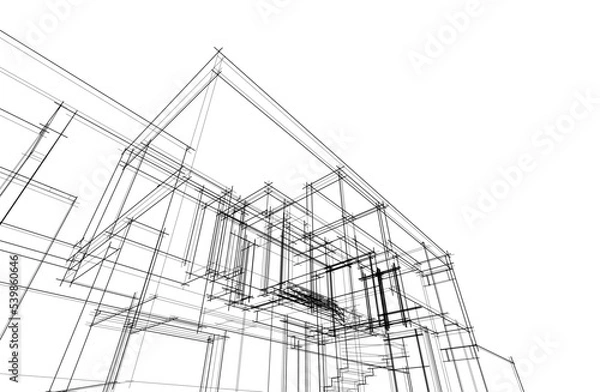 Obraz Linear architectural sketch of house 