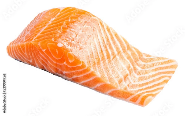 Fototapeta Close up view fresh Salmon fish fillet, Natural Atlantic Norwegian Salmon Fillet Texture. PNG file.
