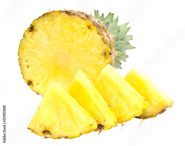 Fototapeta Fresh sliced pineapple isolated on white background