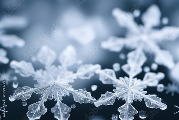 Fototapeta Extreme close up of snowflake structure and natural, Wallpaper background.