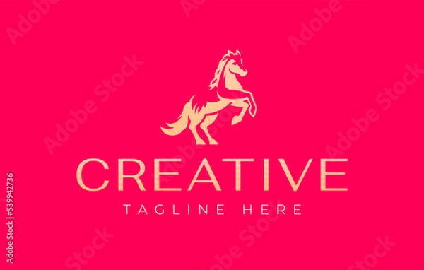 Fototapeta Mustang Jump Logo Design Template. Horse Farm Icon Vector