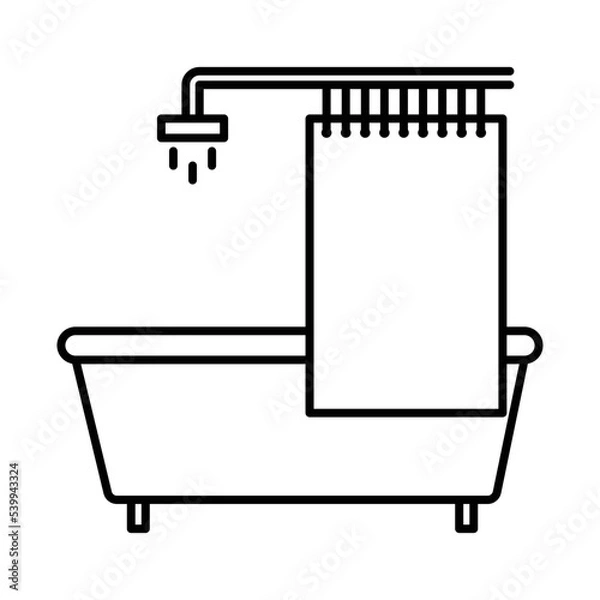 Obraz Bathtub bath line icon vector button logo symbol concept. 