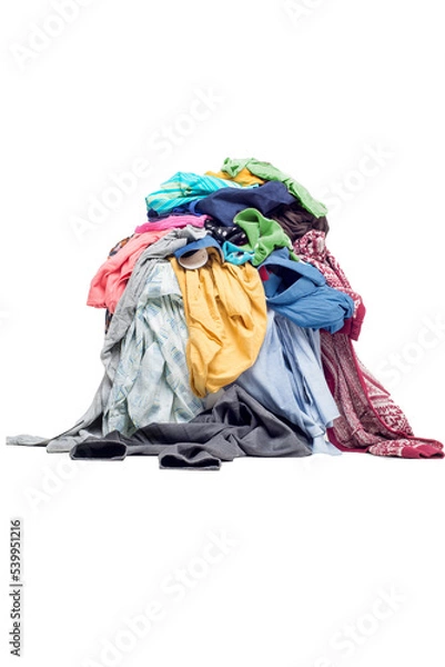 Fototapeta pile of used clothes on a light background. Second hand for recycling